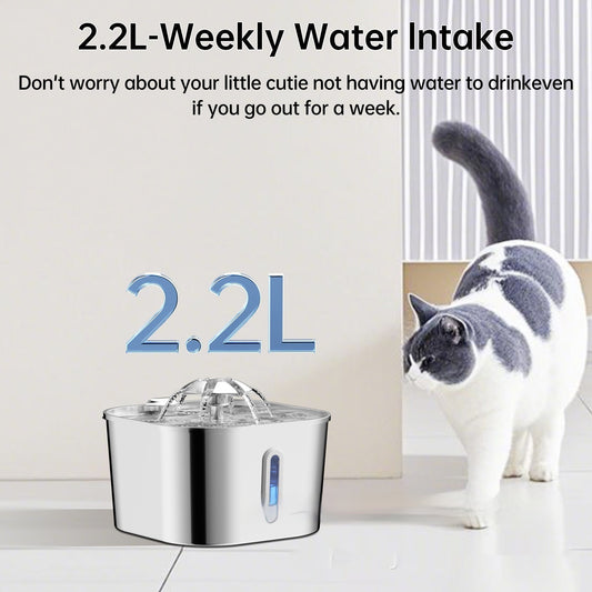 Stainless Steel Pet Water Fountain for Happier, Hydrated Cats & Dogs