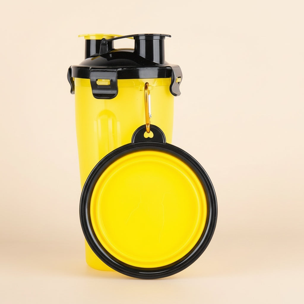 Portable Dog Water Bottle with Foldable Travel Bowl