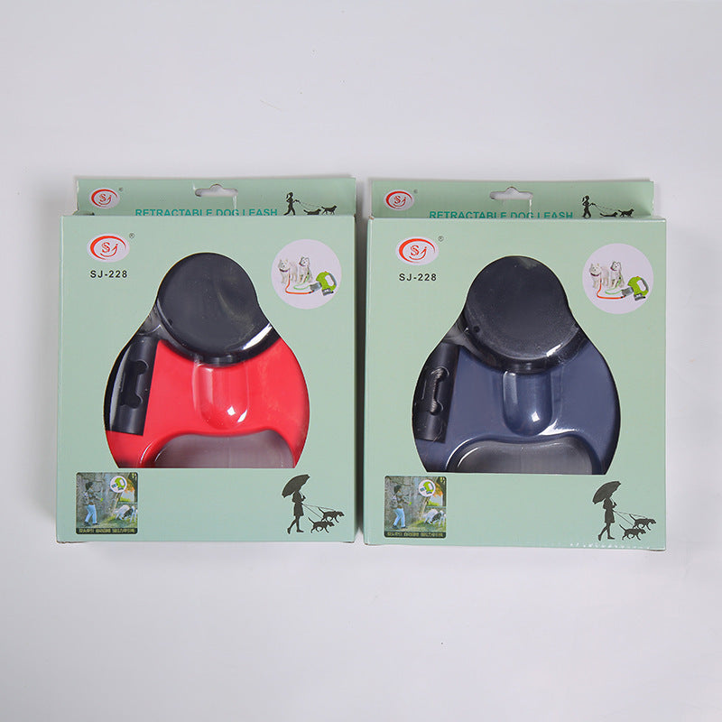 Dual Retractable Dog Leash for 2 Dogs with Light & 360° Swivel
