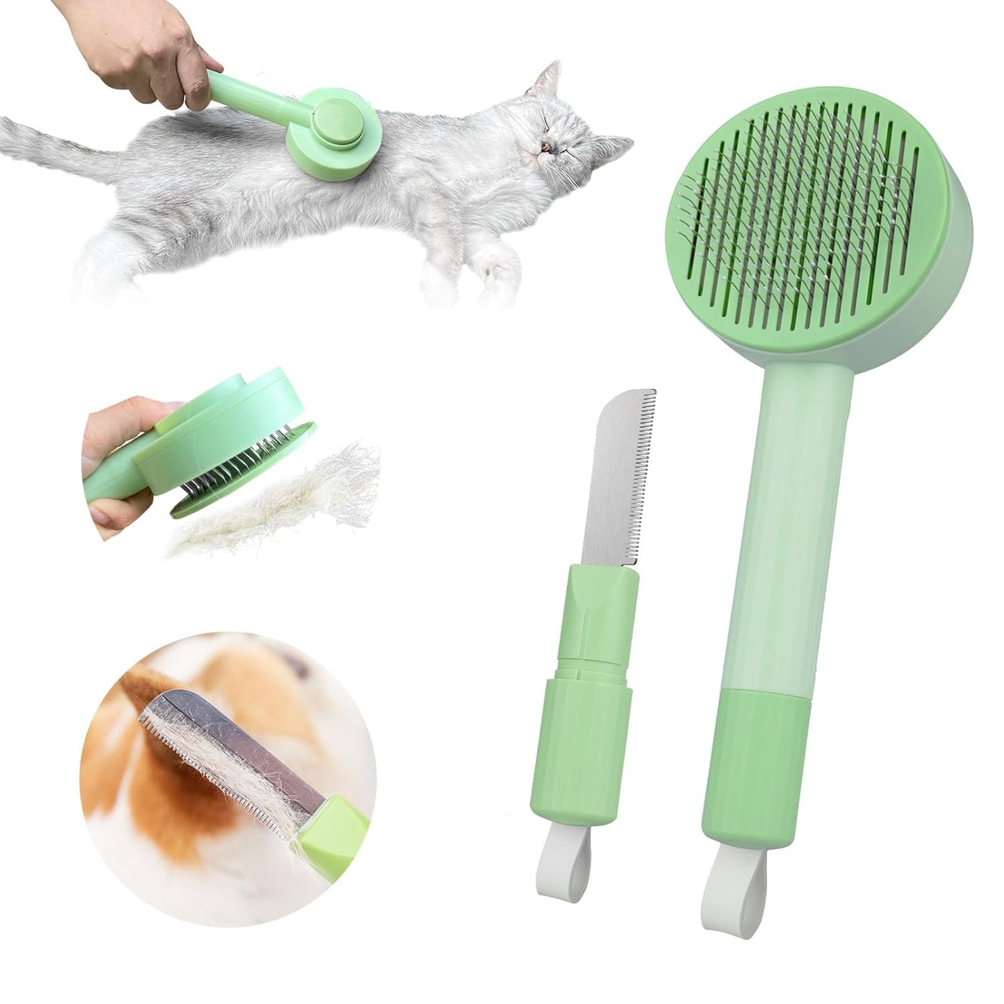 Brosse de toilettage 2 en 1 pour chat, pour réduire la perte de poils à la maison