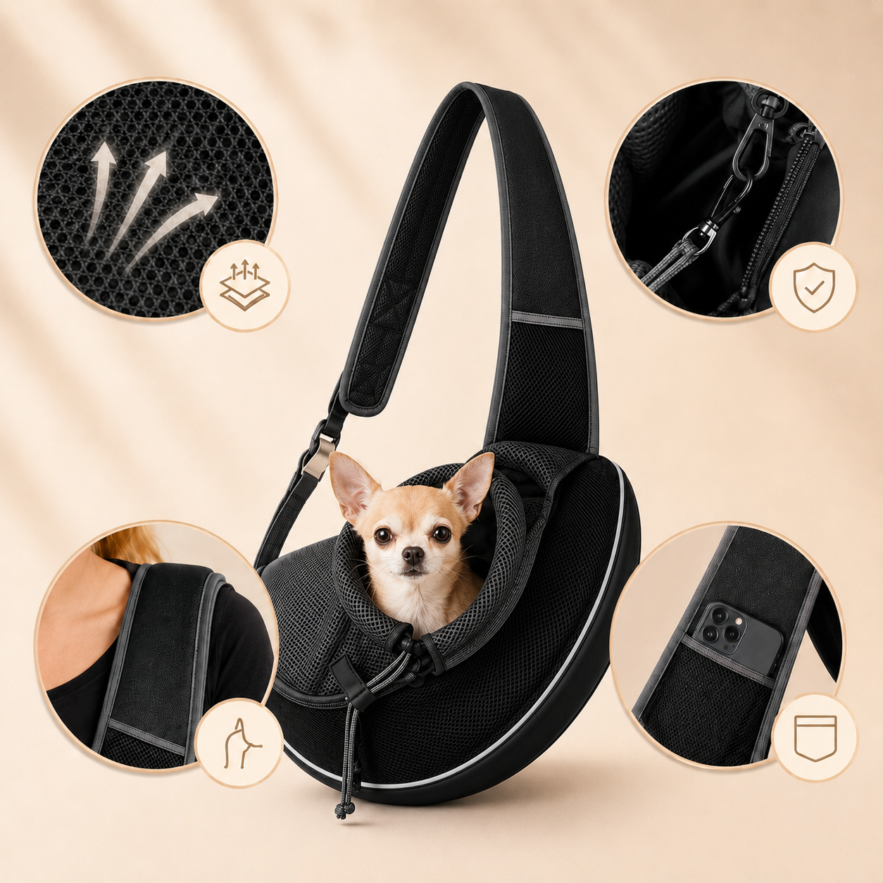 Portable Crossbody Pet Carrier for Small Dogs